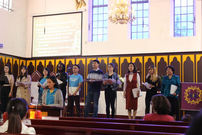 The praise and worship part in the English service held in Nanjing Mochou Lu Church, March 25, 2018. 