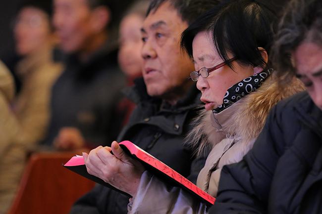 The congregation of Beijing Haidian Church listening to the sermon on an unknown day 